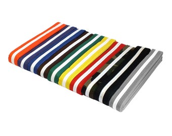 Martial Arts 1.5" Wide Karate Taekwondo Double Wrap Color Belts with White Stripe.
