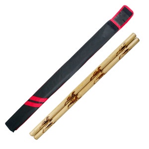 Scorpion Escrima Sticks Pair 26&quot; 28&quot; Rattan Skin On Kali Arnis Burnt Martial Arts Add Case