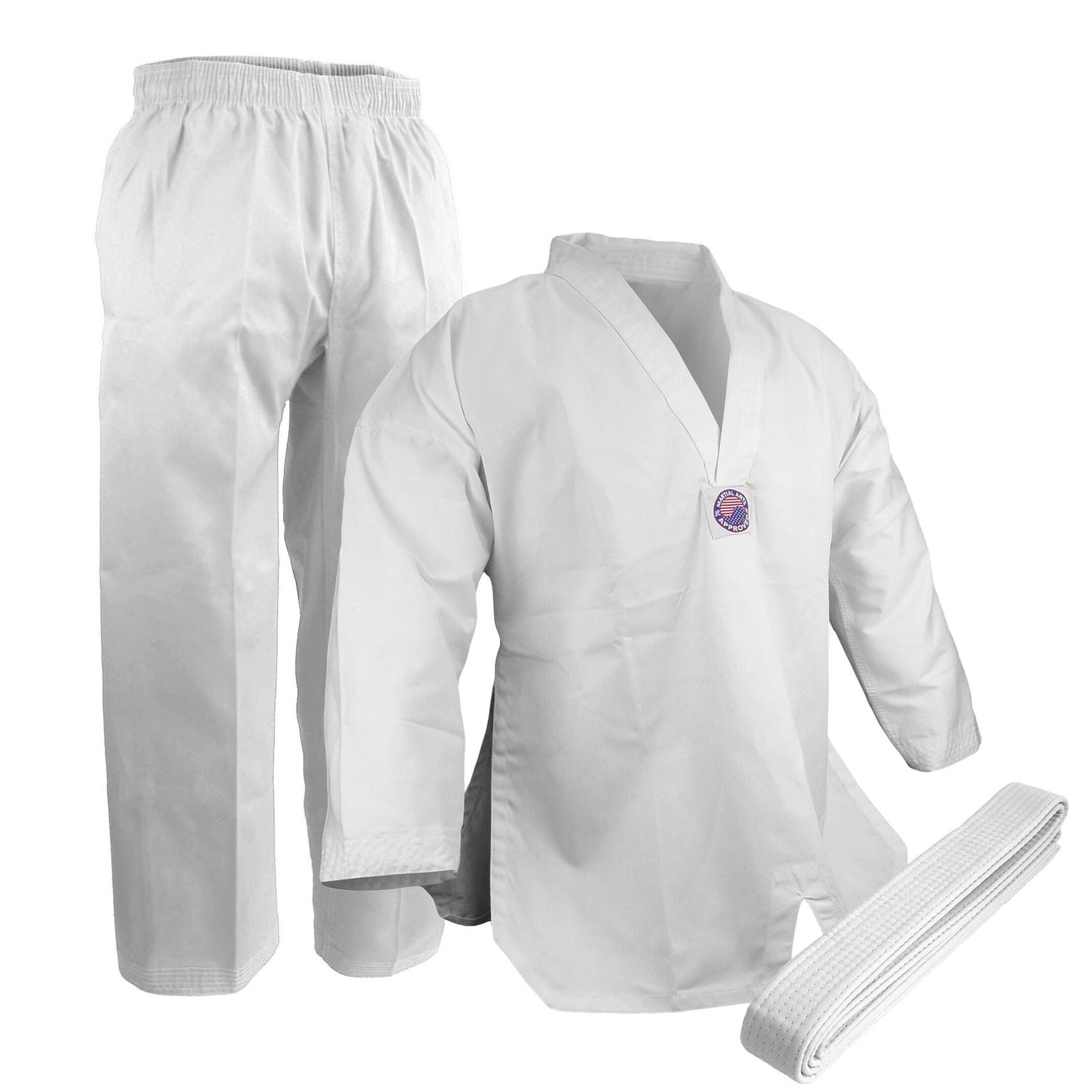 Taekwondo V-neck Lightweight Uniforms Gi White Black Red