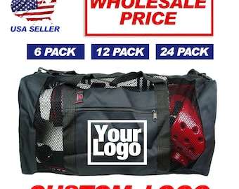 Custom Logo Mesh Duffel Duffle Bag Luggage Sports Gym Bag Team Training Gear Bag