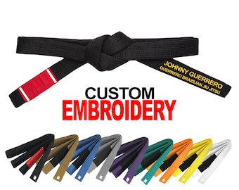 Custom Embroidered Jiu Jitsu Belt Custom Belt BJJ Jiu-jitsu Grappling Martial Arts Belt