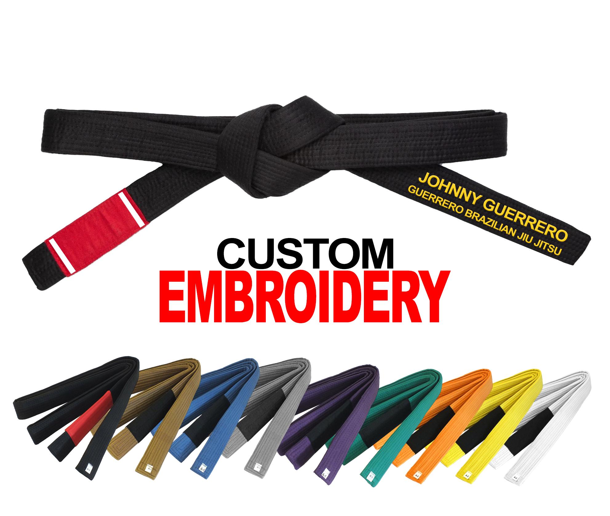 Jr Custom Belt Custom Embroidered Jiu Jitsu Belt Custom Belt BJJ Jiu-jitsu Grappling ...