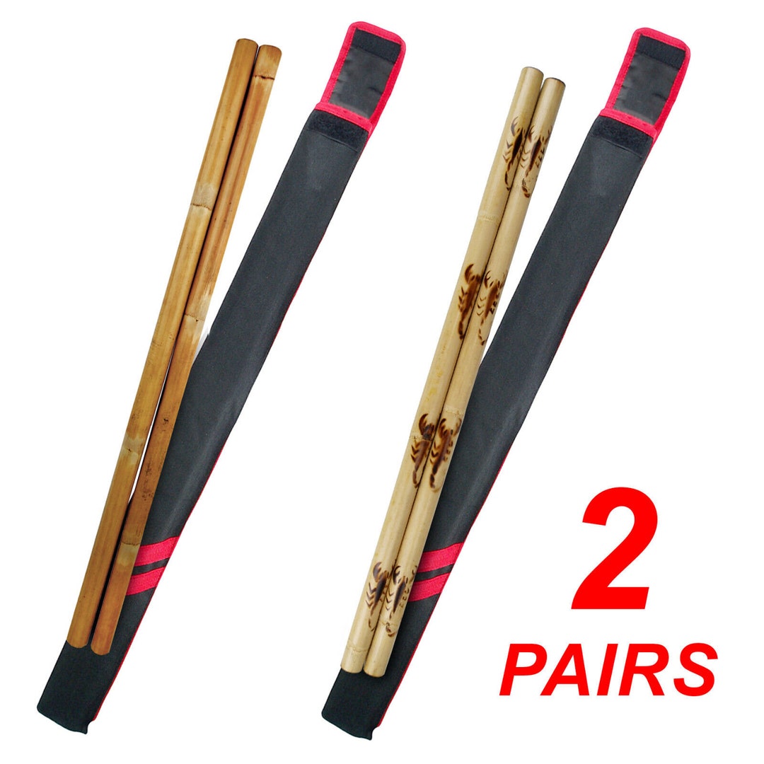 Set of 2 Pairs Escrima Sticks Kali Arnis Rattan Burnt