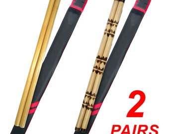 Set of 2 pairs Escrima Sticks Kali Arnis Skin Off and Rattan Shark Burnt Sticks