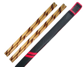 Sprial Escrima Sticks Pair from 26" to 36" Rattan Sricks Kali Arnis Spiral Burnt Add Case