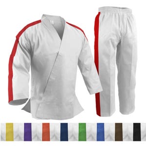 Tang Soo Do Uniform Gi White W/ Black Trim 12 Oz Heavy Weight With Cuffs Uniform Gi