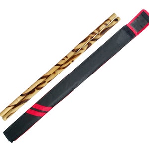 Leopard Escrima Sticks Pair Rattan Burnt Kali From 26&quot; to 32&quot; Inch Martial Arts Add Case