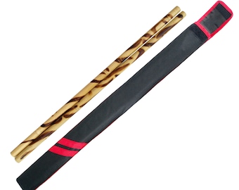 Leopard Escrima Sticks Pair Rattan Burnt Kali From 26" to 32" Inch Martial Arts Add Case