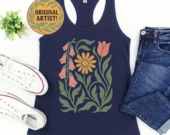 SANS MOTS Débardeur Tulipe Daisy Foxglove : Dos nageur FDT subtil, chemise anti-atout
