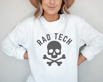 Rad Tech Skull and Crossbones Crewneck Sweatshirt Student Graduation Gift Cute Xray Tech Shirt Funny Rad Tech Shirt Radiology Technologist
