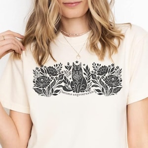 Become Ungovernable, Anti Trump Shirt, Subtle FDT Shirt, Human Rights Shirt, Feminist Shirt, Cat Flower Linocut Shirt, Comfort Colors® Crop