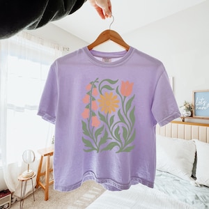 Foxglove Daisy Tulip Anti Trump Crop Top, FDT Shirt, Feminist Shirt, Comfort Colors® Orchid