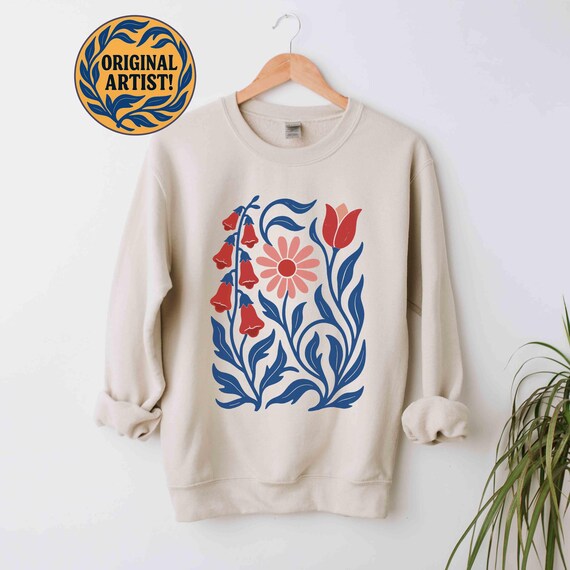 NO WORDS Subtle Anti Trump Sweatshirt, FDT Shirt, Foxglove Daisy Tulip Crewneck, Freedom Democracy Truth, Democrat Gift Flower Market Shirt