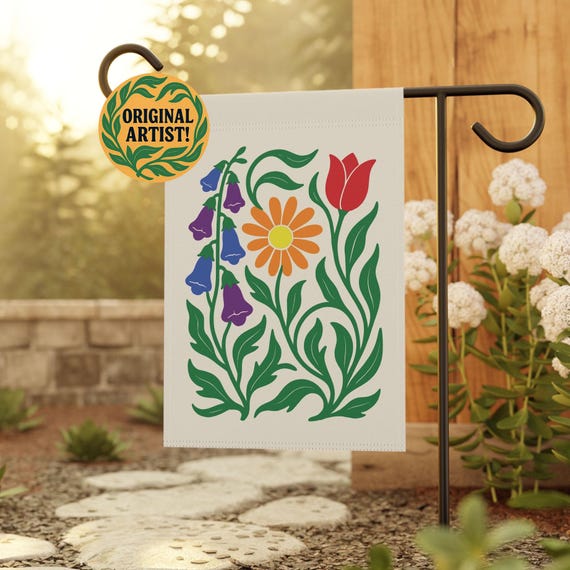 No Words Subtle Anti Trump Flag, LGBTQIA+ Rainbow Pride Flag, Foxglove Daisy Tulip Yard Sign, FDT Garden Flag, Flower Market Banner