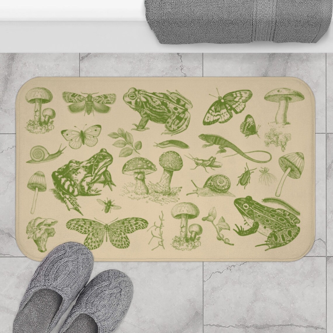 Cottagecore Bath Mat Frog Bathroom Rug Mushroom Decor - Etsy