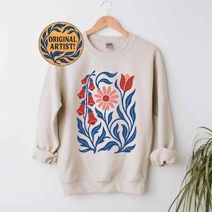 NO WORDS Subtle Anti Trump Sweatshirt, FDT Shirt, Foxglove Daisy Tulip Crewneck, Freedom Democracy Truth, Democrat Gift Flower Market Shirt image 1