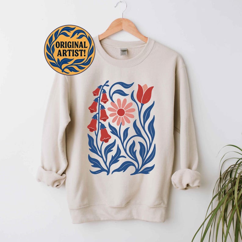 NO WORDS Subtle Anti Trump Sweatshirt, FDT Shirt, Foxglove Daisy Tulip Crewneck, Freedom Democracy Truth, Democrat Gift Flower Market Shirt image 1