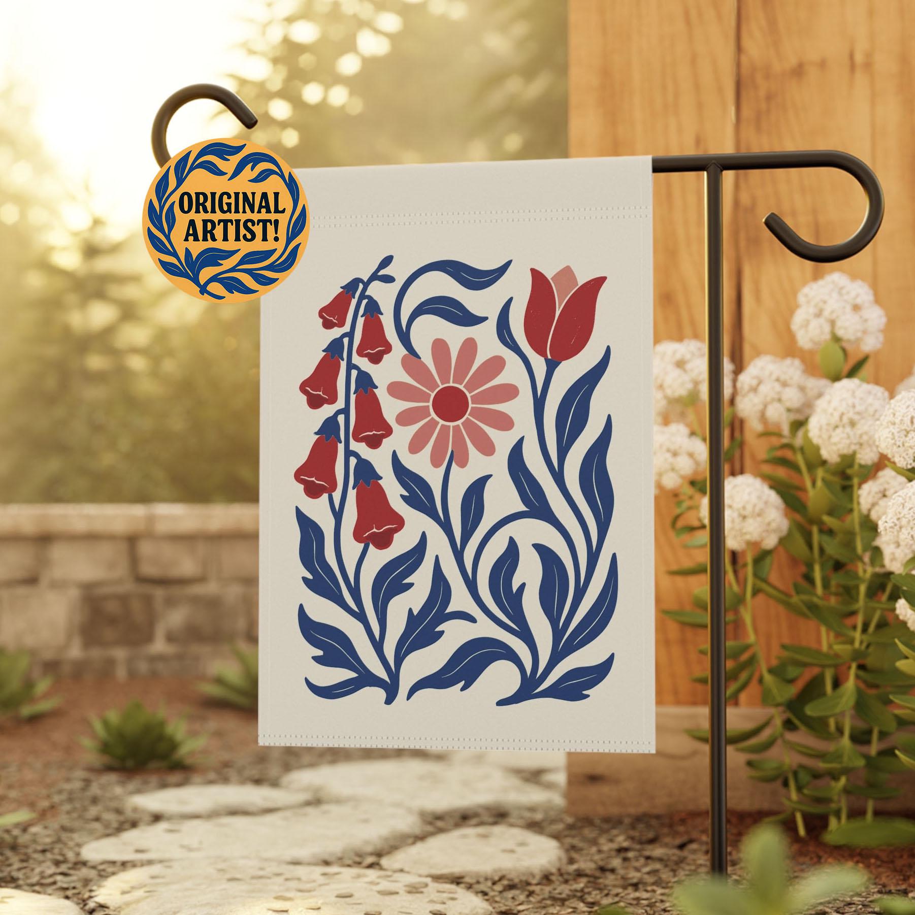 NO WORDS Subtle Anti Trump Garden Flag: Foxglove Daisy Tulip Yard