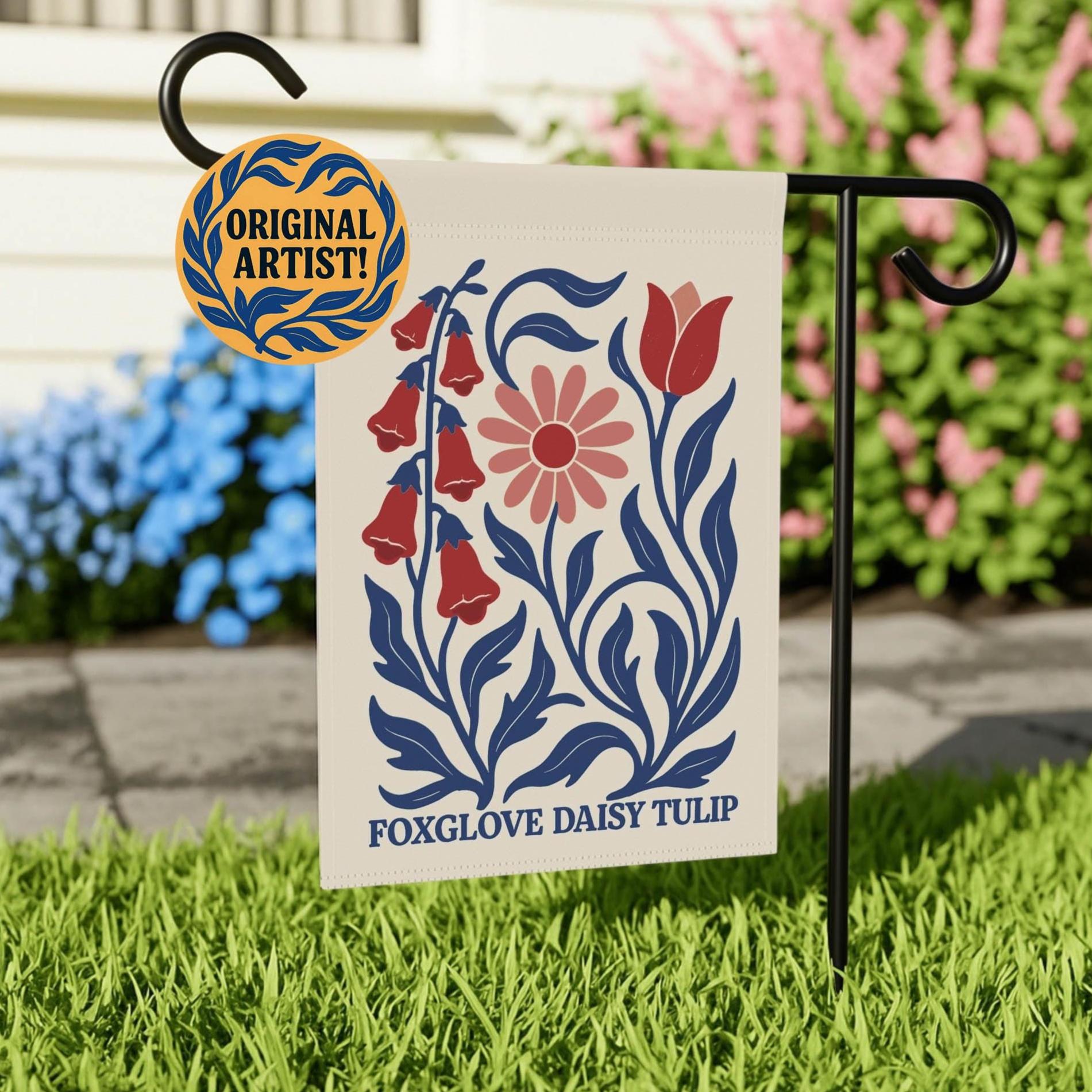 Subtle Anti Trump Foxglove Daisy Tulip Garden Flag: FDT Yard Sign
