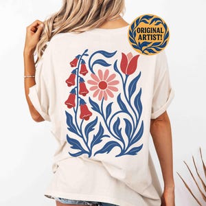 NO WORDS Subtle Anti Trump Shirt, FDT Shirt, Foxglove Daisy Tulip Shirt, Freedom Democracy Truth, Back Print Shirt, Flower Market Shirt