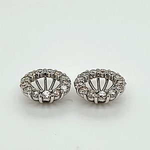 14 Karat White Gold Earring Jackets 7mm 1.63gr | 26 Round Diamonds 2mm 0.85cts | Handmade