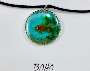 Hand Painted Goldfish Pendant