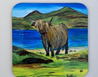Coaster- Highland Cow, Been for a paddle, Island of Mull