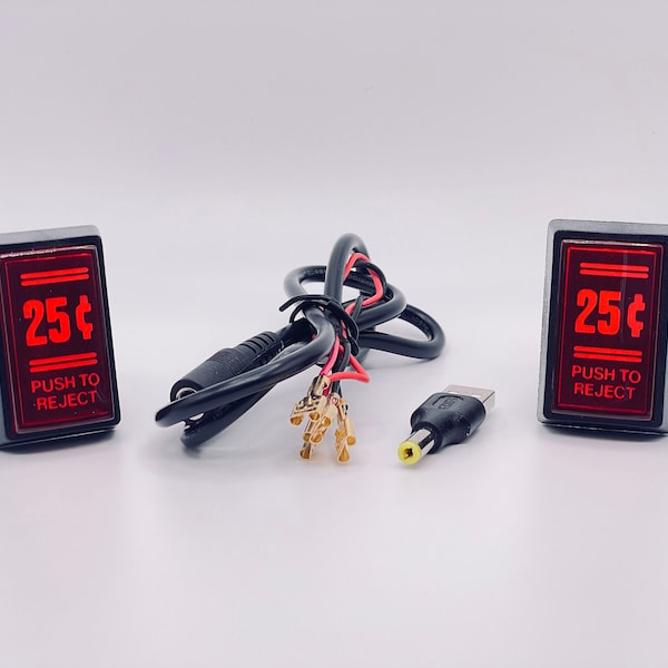 Classic 25 Cents Arcade1up LED coin door/credit buttons