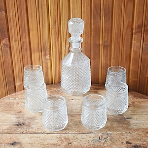 Vintage Glaskaraffe, Vintage Glasflasche, Schnapskaraffe, Glaskaraffe, Prägeglaskaraffe, Kristallglaskaraffe, Vintage Bardekor
