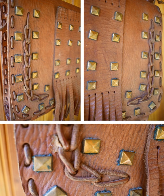 Vintage genuine leather bag, Brown Genuine Leathe… - image 4