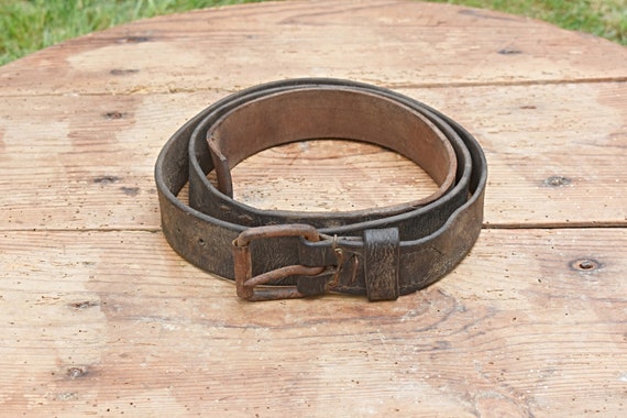 Vintage Distressed Old Genuine Leather Belt, 1900s