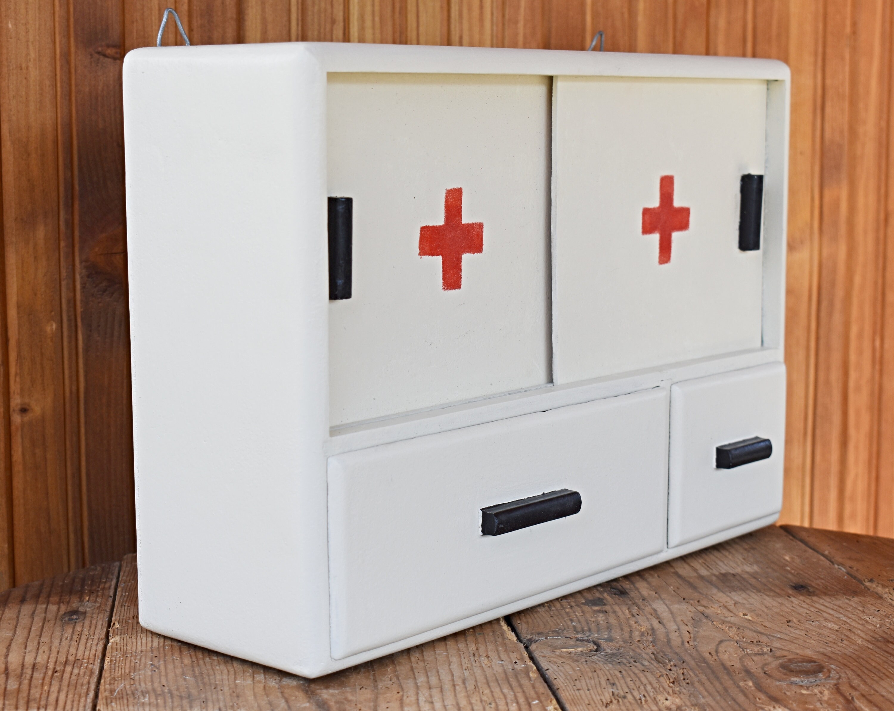 Vintage first aid kit Wooden Medicine Hanging Etsy