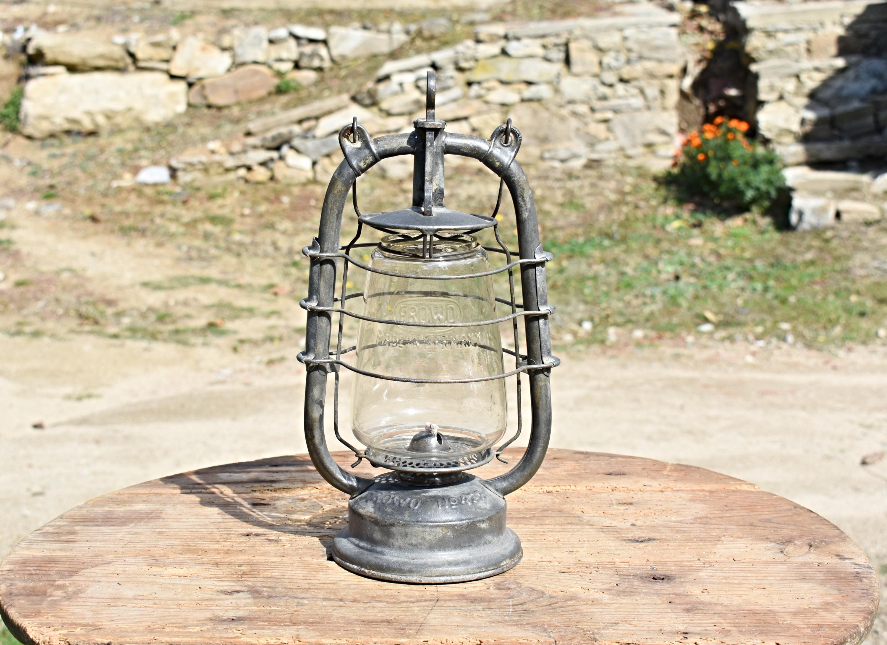 Lampe-tempête rétro à pétrole 30 cm Amalia - aspect Zinc - Gris