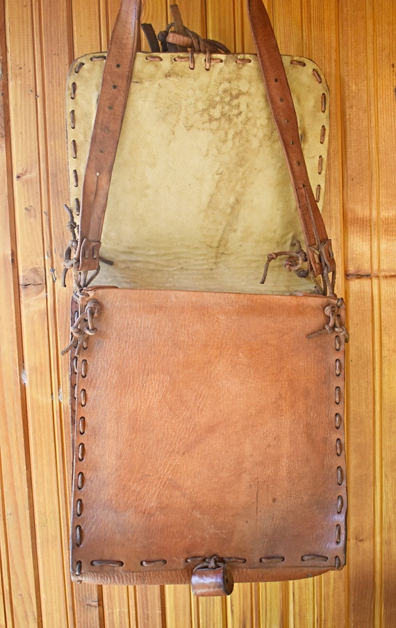 Vintage genuine leather bag, Brown Genuine Leathe… - image 7