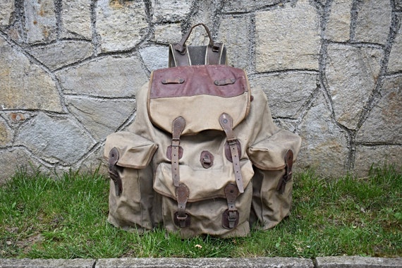 Vintage backpack, Military Backpack, Canvas backpa