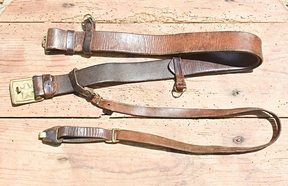Vintage army belt, Vintage military belt, Bronze … - image 3