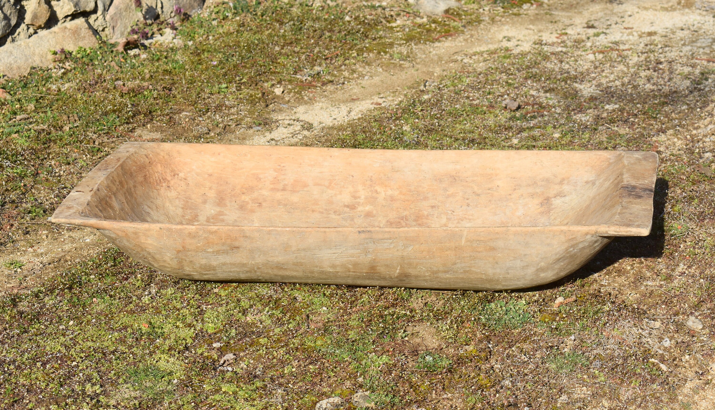Vintage Wooden Dough Bowl, Primitive Bread Trough, Wooden Knead Trencher, Handcarved Bowl