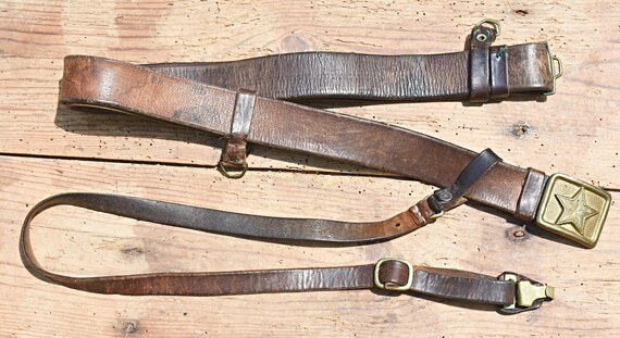 Vintage army belt, Vintage military belt, Bronze … - image 2