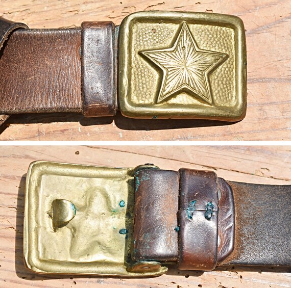 Vintage army belt, Vintage military belt, Bronze … - image 4