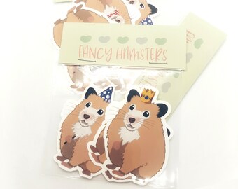 Hamster sticker pack, adorable dress up, wizards, magic, fancy dress, royalty, cute animals, Pet Gifts, Animals, Waterproof Stickers.