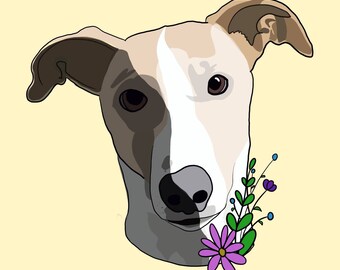 Digital pet portraits- hand drawn digital portraits- commissioned dog or cat portraits- digitally downloadable pet art.