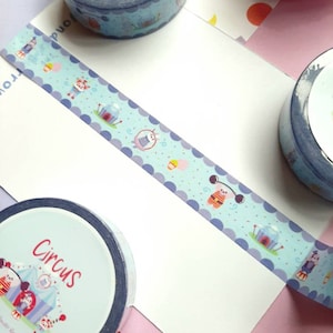 Washi tape, schattig circus thema ambachtelijke tape, briefpapier accessoires, decoratieve tape, pastel thema ambachtelijke benodigdheden, kousen vulstoffen, geschenken.