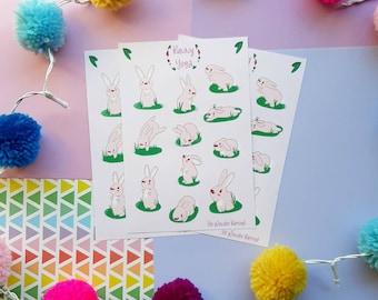 Adorable bunny Sticker Sheet, cute Gifts, Waterproof Matte Vinyl Stickers for Planners, Craft Supplies, Scrapbooking, Easter gifts.