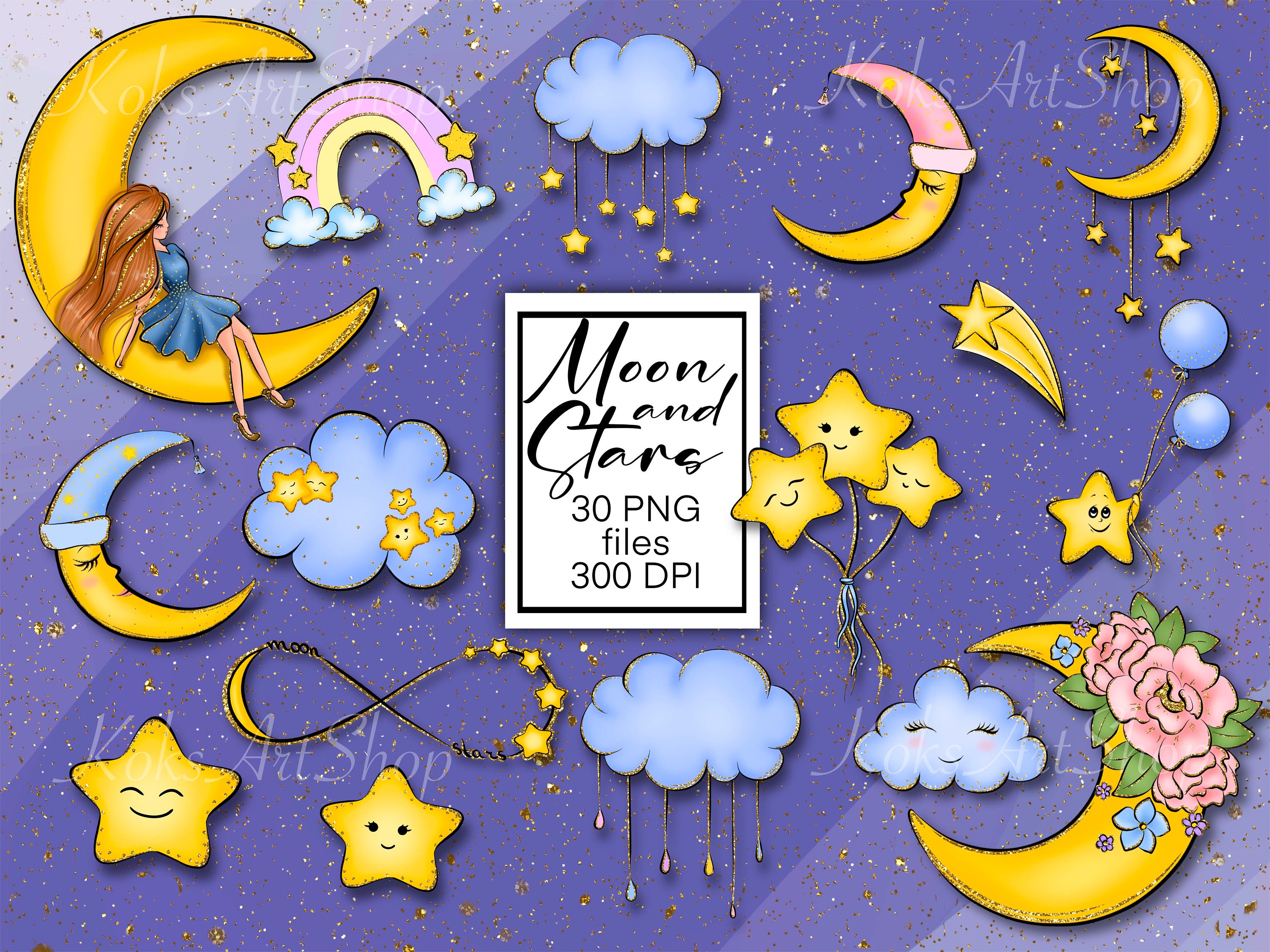 Clip Art Moon And Stars