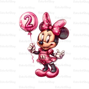 2° compleanno Topolino PNG, T-shirt per la famiglia compleanno Minnie, Decorazione compleanno bambina, Png di due anni, T-shirt famiglia orecchie di topo