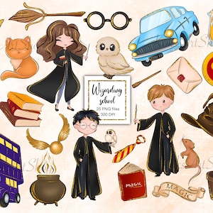 Wizard clipart, wizarding school  clipart, magic clipart, magic school clipart, magic clip art, magic stickers, wizard stickers