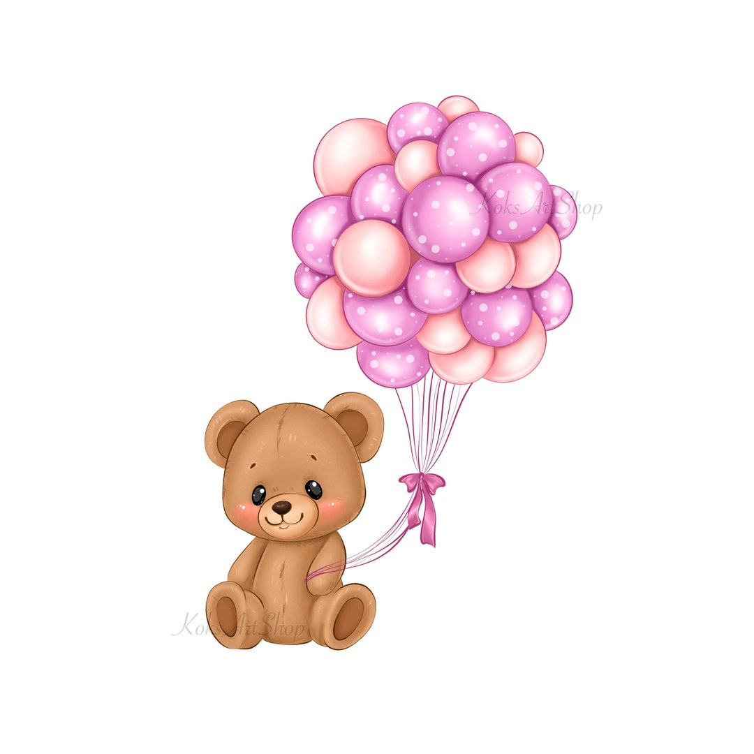 Teddy Bear Png Clipart, Teddy Bear With Balloons, Baby Shower Png ...