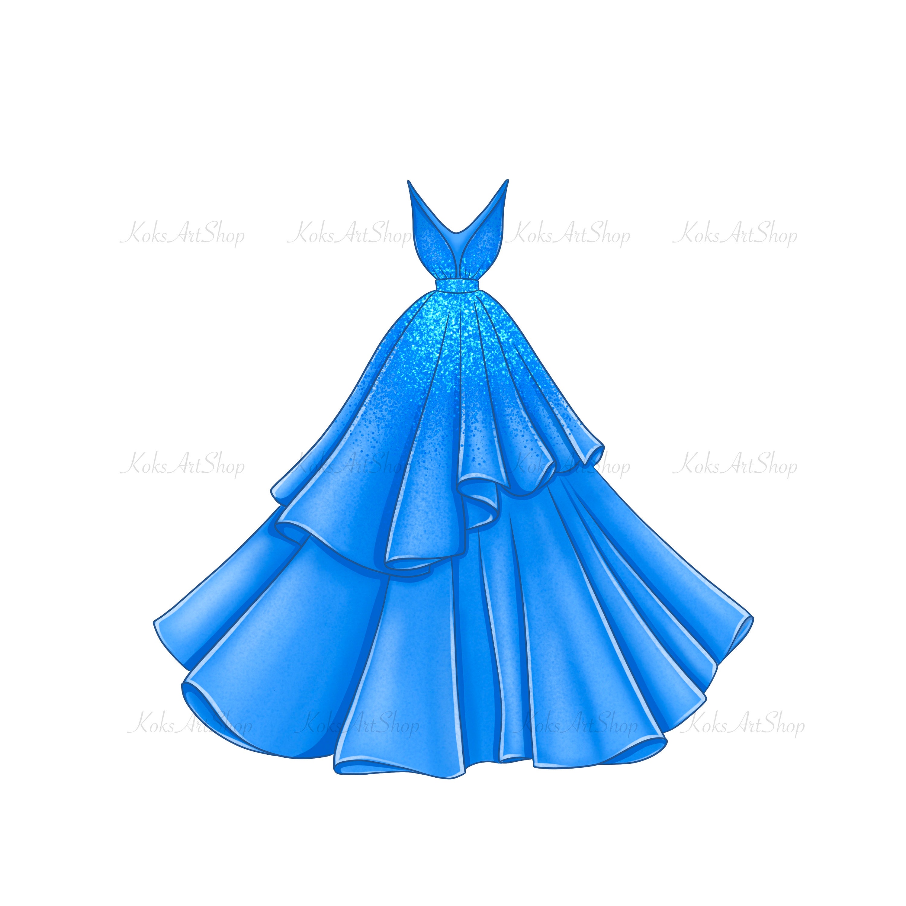 Fashion Blue Dress Drawing | tunersread.com