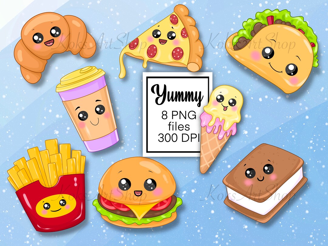 Food Clipart Cute Decals Kawaii Clipart Sweet Planner Etsy
