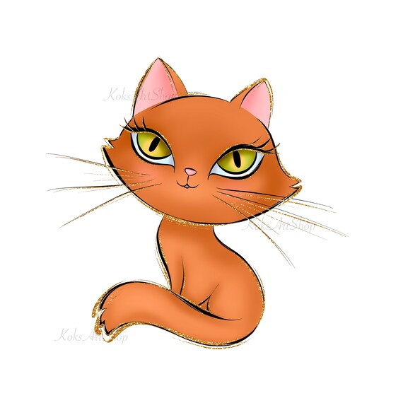 Cat PNG Red Cat PNG Red Cat Red Kitty Red Cat Clipart Red Etsy
